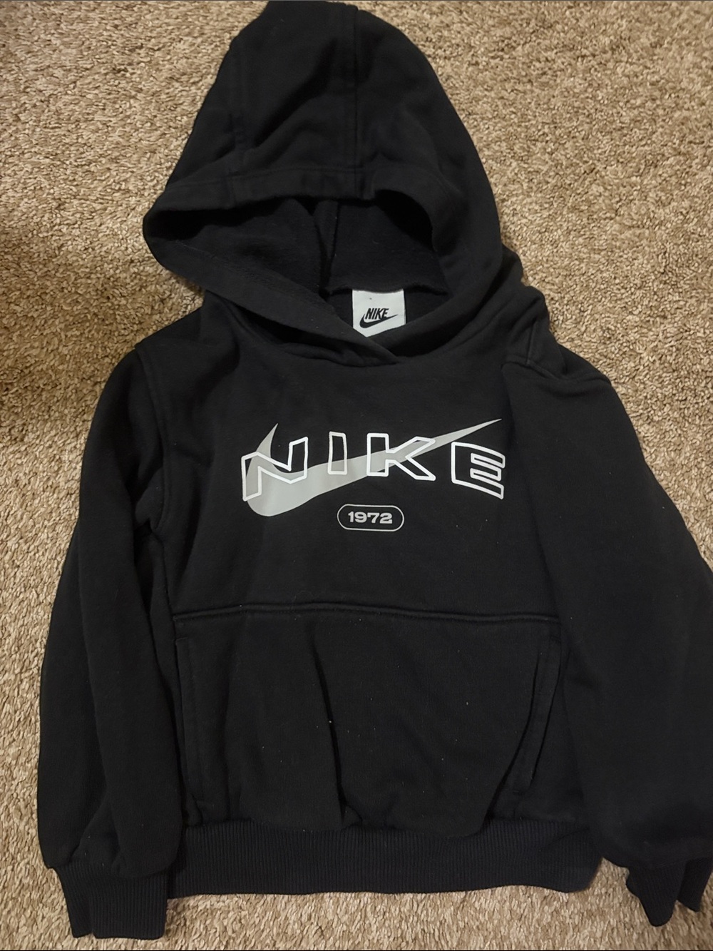 Nike Black Hoodie with Silver Swoosh and '1972' Graphic